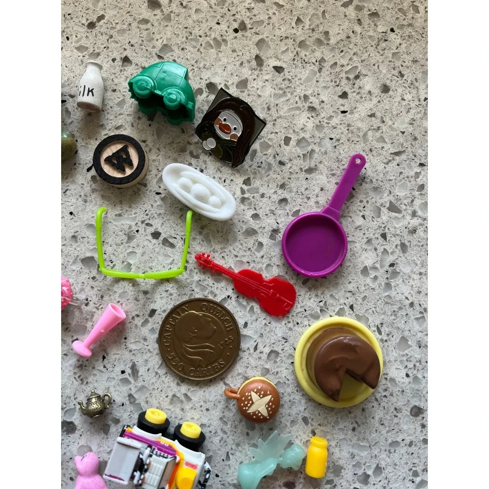 Mixed Miniature Toy Lot Dollhouse Accessories Food Animals Trinkets Charms